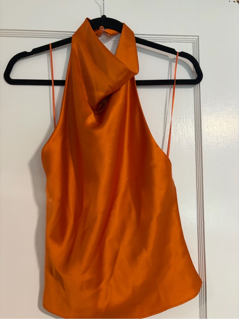 NWT Zara Satin Halter Neck Cowl Tank Top - Orange